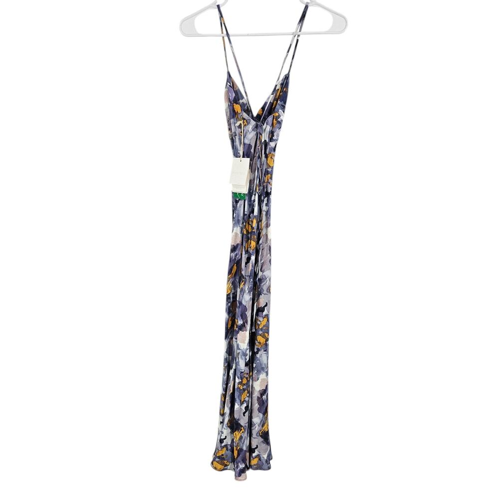 Anna Nata Dress Purple Floral Watercolor Spaghetti Revolve Maxi NWT XS